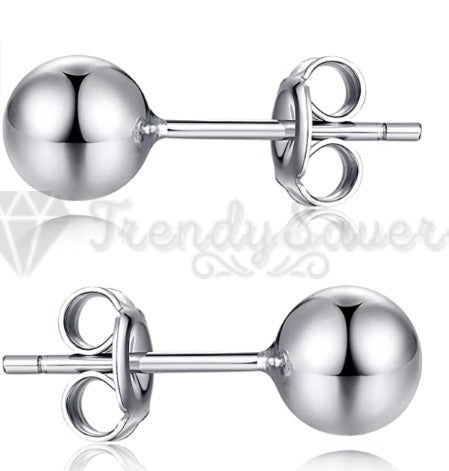 7MM Classic Stainless Steel Silver Ball Bead Cartilage Stud Men Women Earrings
