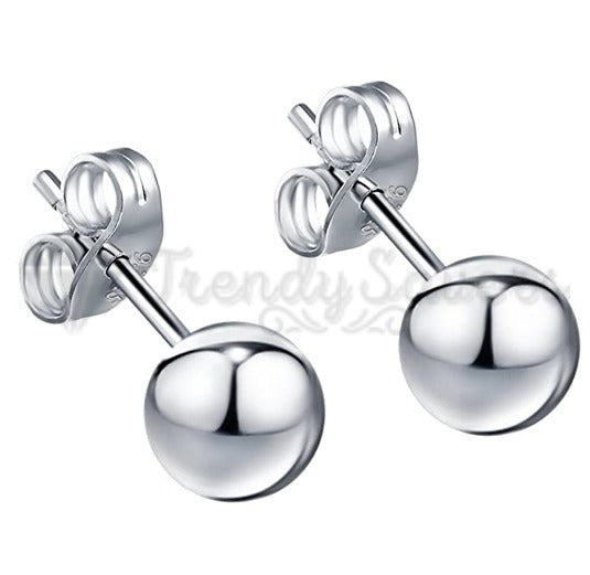 7MM Classic Stainless Steel Silver Ball Bead Cartilage Stud Men Women Earrings