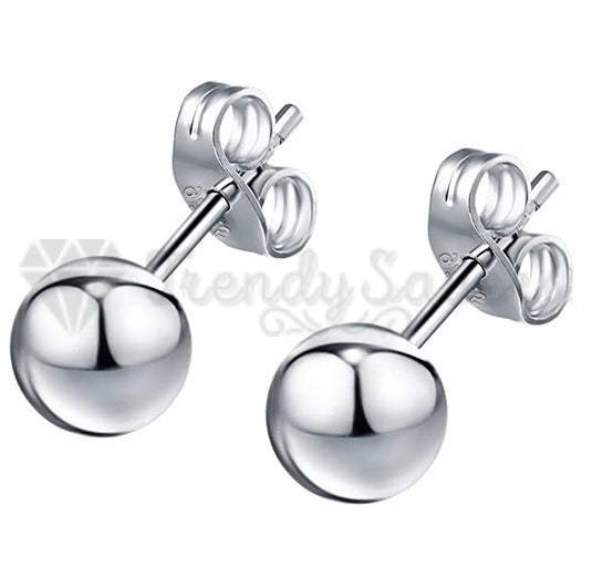 7MM Classic Stainless Steel Silver Ball Bead Cartilage Stud Men Women Earrings