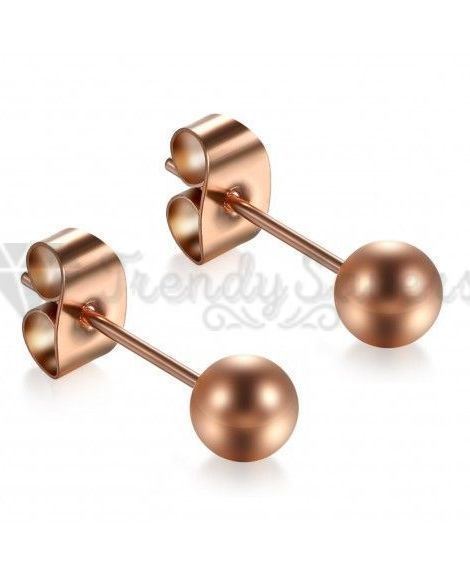 Hypoallergenic Lightweight Rose Gold Studs Round Helix Ball Earrings 5MM Unisex