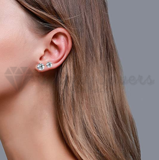 7MM Brilliant Cut Zircon Simulated Crystal Stud Earrings Sleeper Cartilage Studs