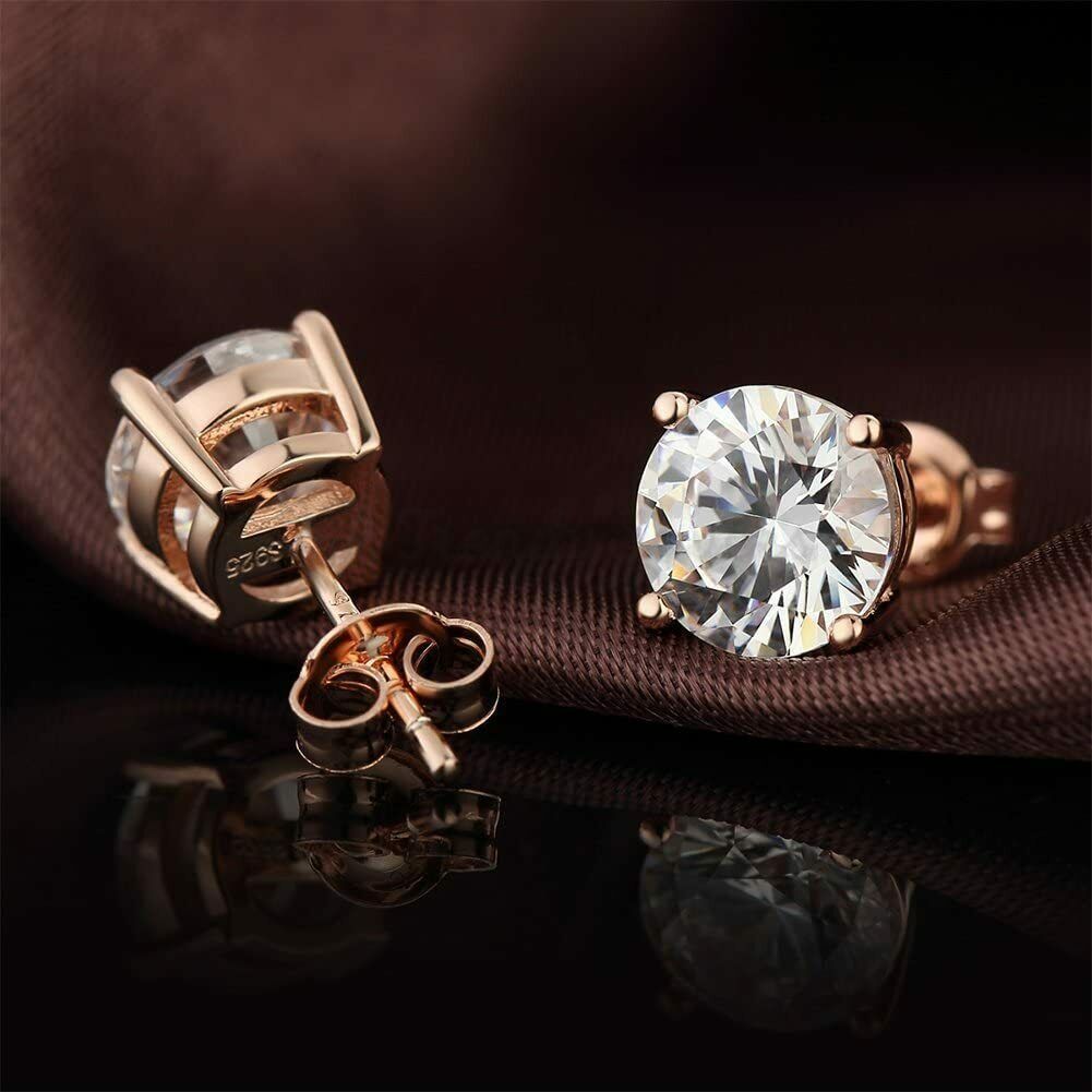 7MM Brilliant Cut Zircon Simulated Crystal Stud Earrings Sleeper Cartilage Studs