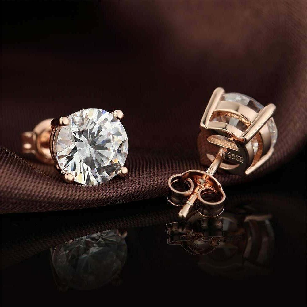 7MM Brilliant Cut Zircon Simulated Crystal Stud Earrings Sleeper Cartilage Studs