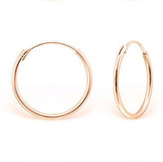 2.5CM Simple Genuine Real 925 Sterling Silver Rose Gold Big Tiny Hoop Earrings