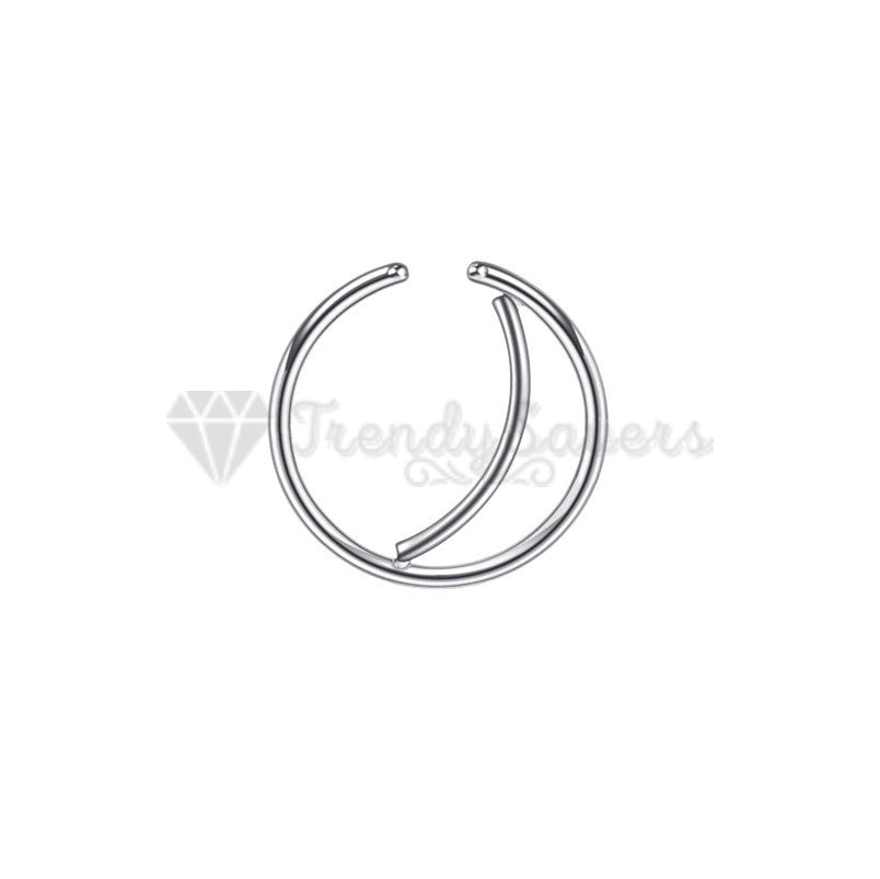 Surgical Steel Nose Ring Septum Double Stack Silver Ear Helix Tragus Ring Hoop