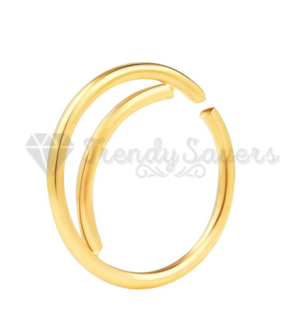 8MM Surgical Steel Septum Gold Nose Ring Double Open Stack Conch Daith Piercing