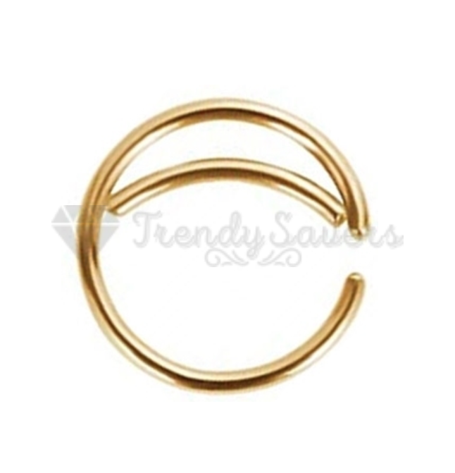 8MM Surgical Steel Septum Gold Nose Ring Double Open Stack Conch Daith Piercing