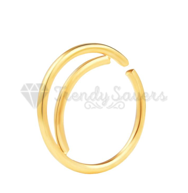 8MM Surgical Steel Septum Gold Nose Ring Double Open Stack Conch Daith Piercing
