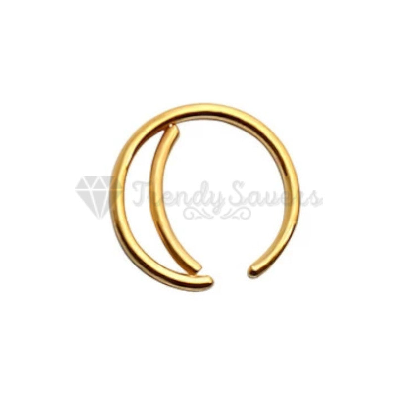 8MM Surgical Steel Septum Gold Nose Ring Double Open Stack Conch Daith Piercing