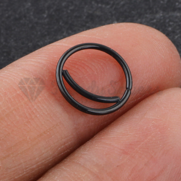 Hypoallergenic Double Nose Hoop Piercing Earring Body Piercing Jewelry Black 8MM