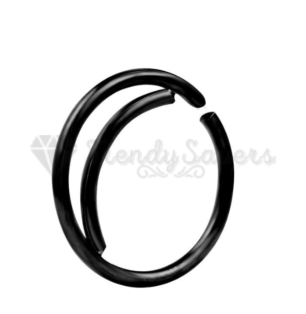 Hypoallergenic Double Nose Hoop Piercing Earring Body Piercing Jewelry Black 8MM