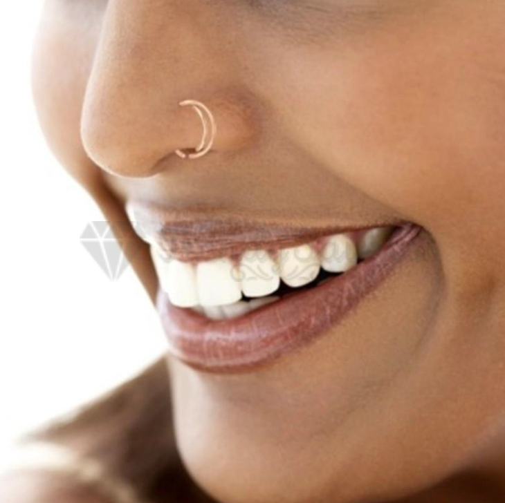 8MM Double Hoop Ear Lip Nose Ring Surgical Steel Piercing Rose Gold Earrings 1pc