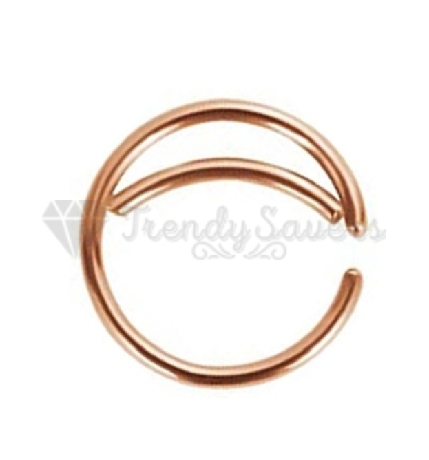 8MM Double Hoop Ear Lip Nose Ring Surgical Steel Piercing Rose Gold Earrings 1pc
