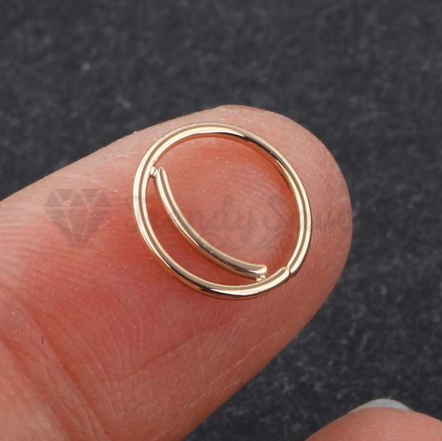 8MM Double Hoop Ear Lip Nose Ring Surgical Steel Piercing Rose Gold Earrings 1pc