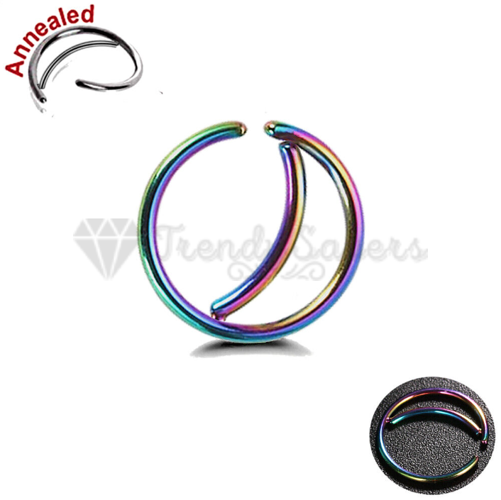Rainbow Surgical Steel Nose Ring Cartilage Tragus Hoop Small Body Piercing 8MM