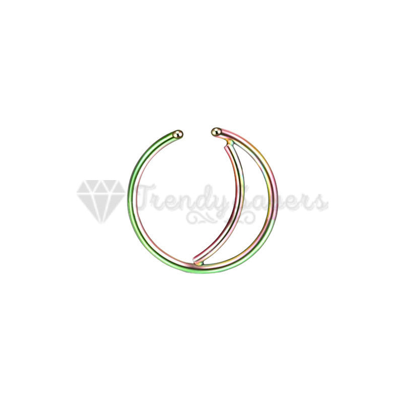 Rainbow Surgical Steel Nose Ring Cartilage Tragus Hoop Small Body Piercing 8MM