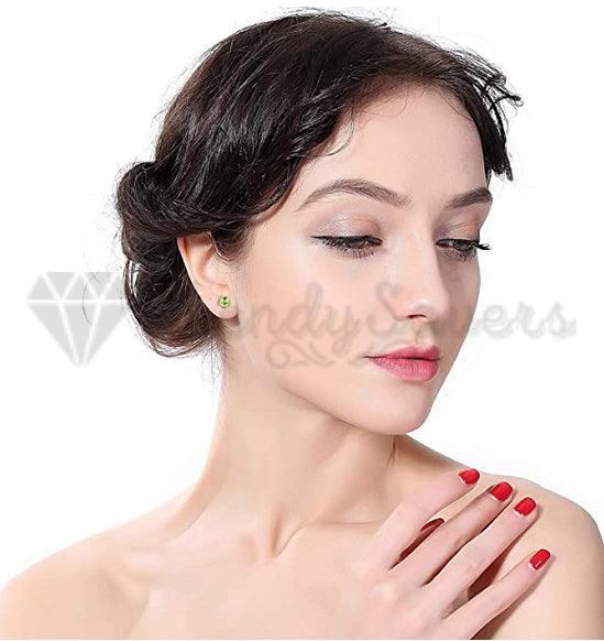 4MM Green Peridot Stone Cartilage Helix Stainless Steel Ear Stud Women Earrings