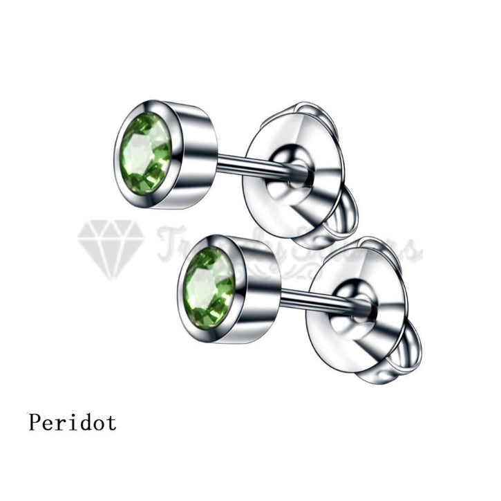 4MM Green Peridot Stone Cartilage Helix Stainless Steel Ear Stud Women Earrings