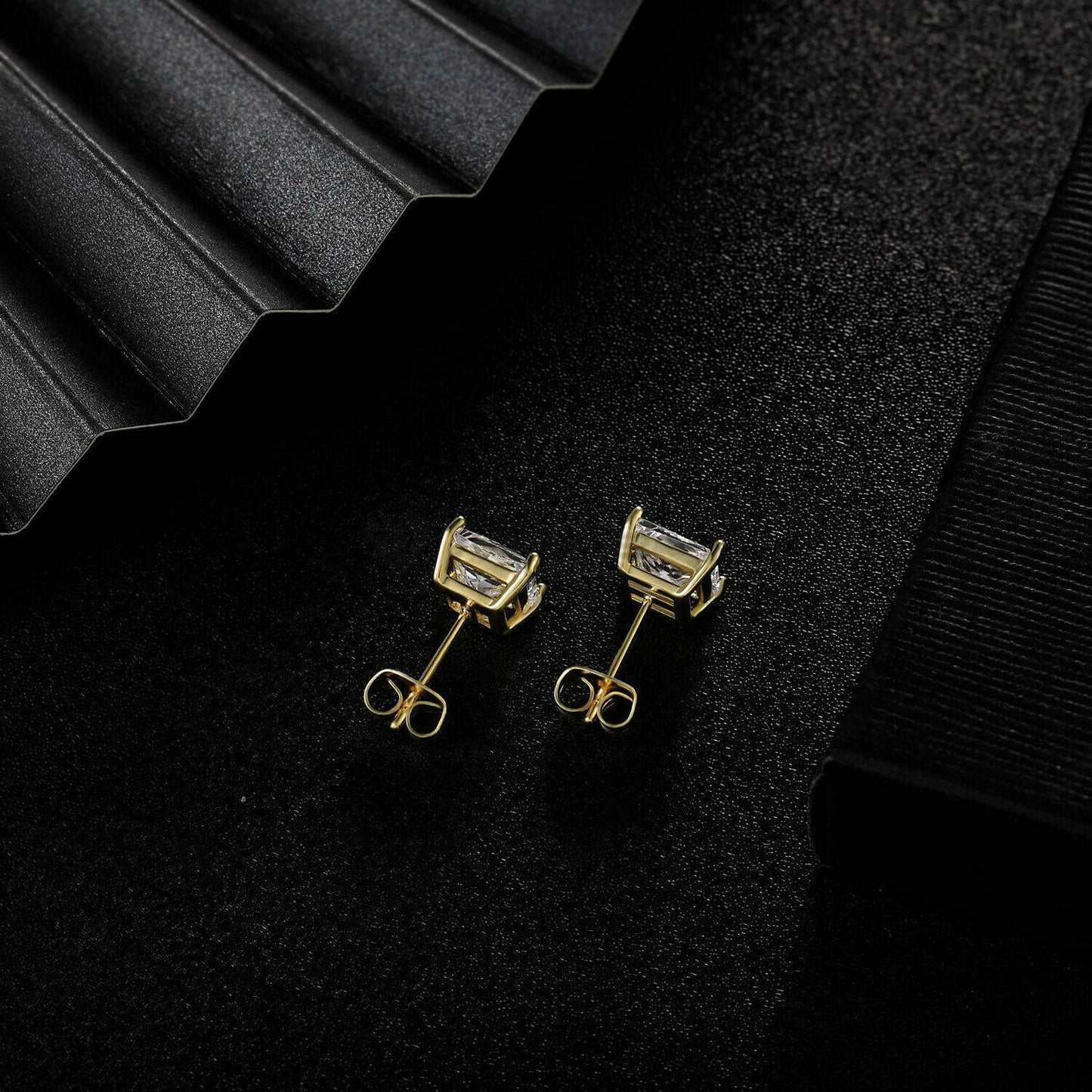 5MM Gold Plated Cubic Zirconia Solitaire Cartilage Square Stud Earrings Piercing