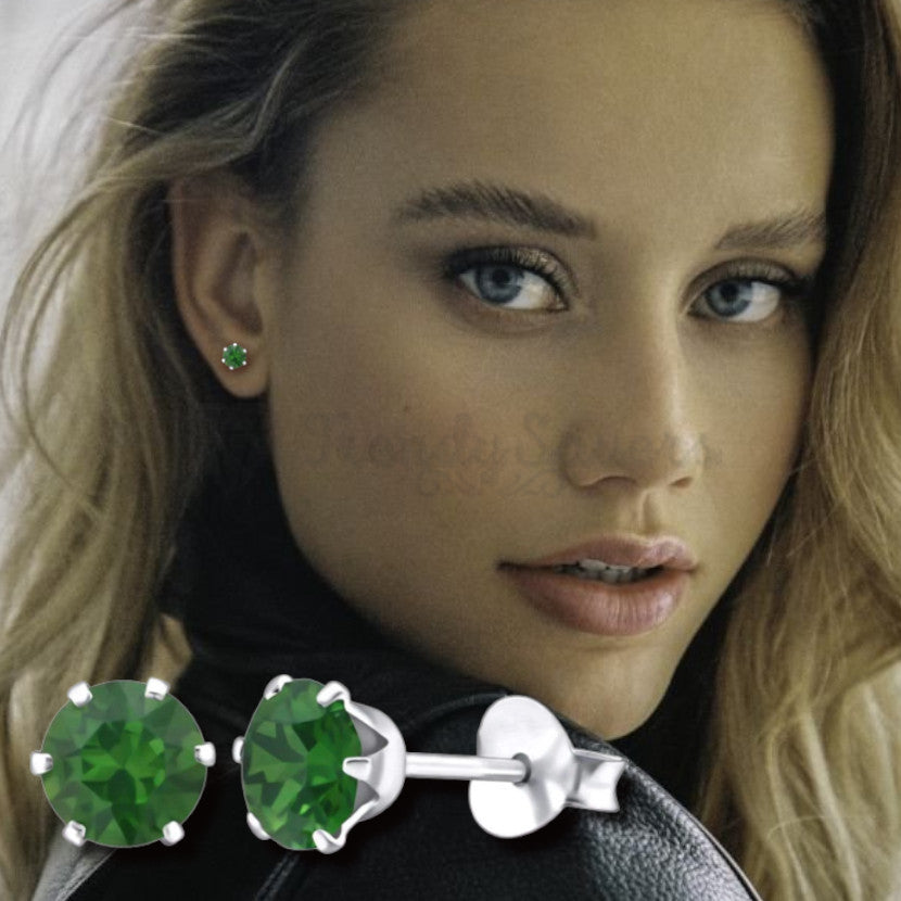 5MM Womens Ear Stud Green Cubic Zirconia Cartilage Helix Surgical Steel Earrings