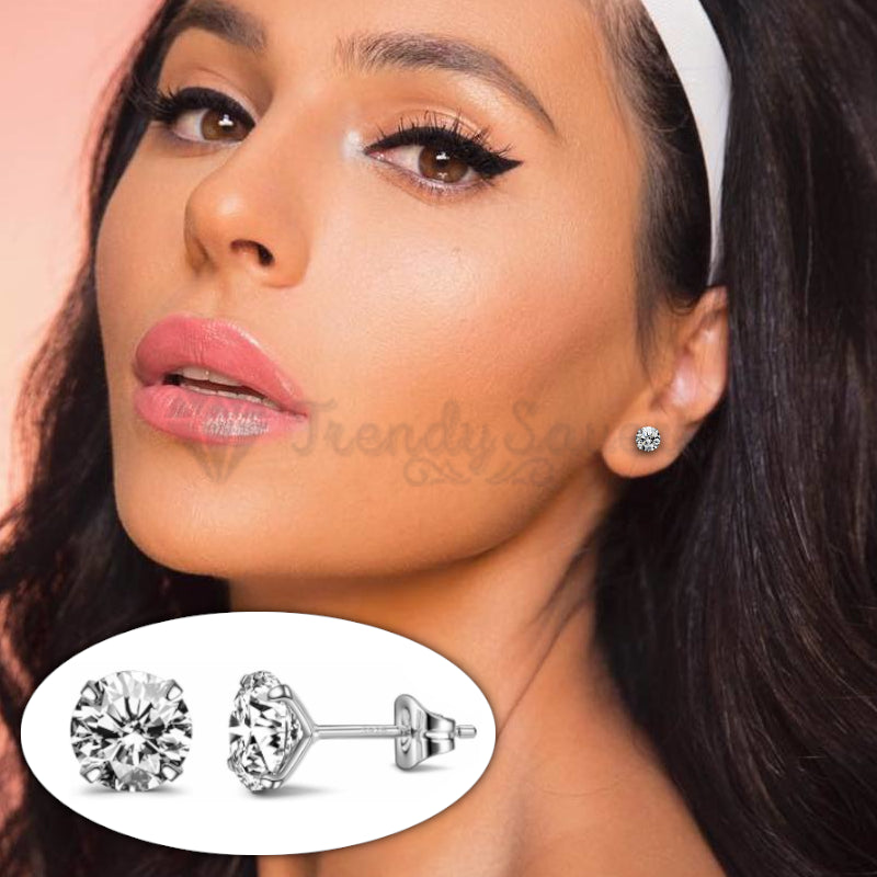 6MM Plain White Round CZ Crystal Simulated Cartilage Sleeper Stud Women Earrings