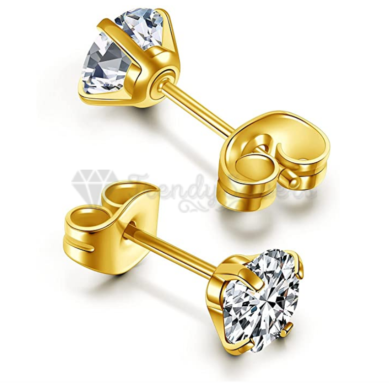 5MM Round Cut CZ Surgical Steel Stud Earrings Womens Jewellery Anniversary Gift