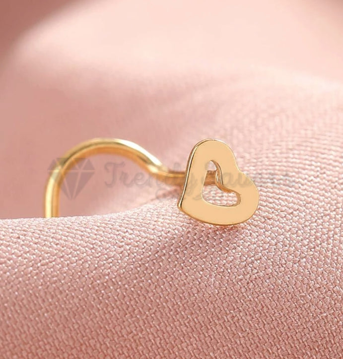 1x Hollow Open Heart Cartilage Helix Body Piercing Gold Polished Ear Nose Studs