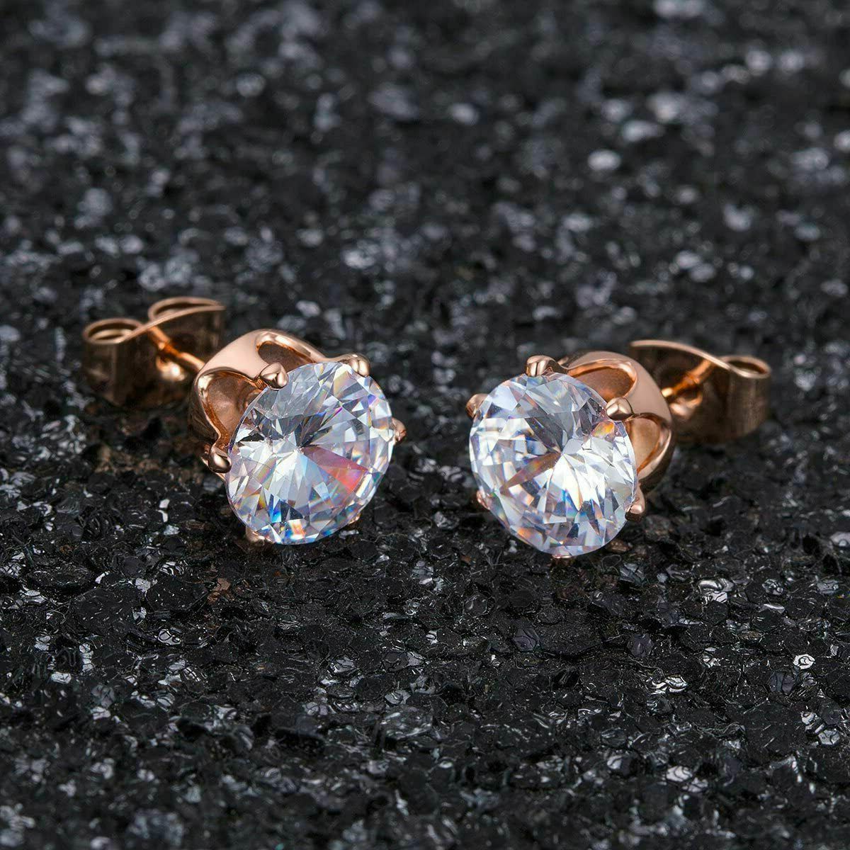 4MM Small Round Cut CZ Crystal Ear Stud Woman Earrings Timeless Elegance Jewelry