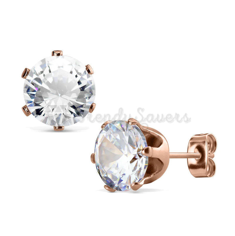 4MM Small Round Cut CZ Crystal Ear Stud Woman Earrings Timeless Elegance Jewelry