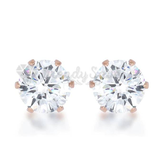 4MM Small Round Cut CZ Crystal Ear Stud Woman Earrings Timeless Elegance Jewelry