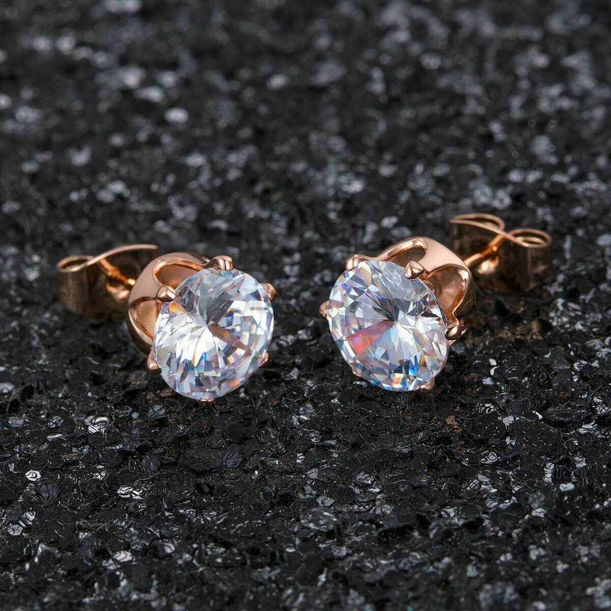 4MM Small Round Cut CZ Crystal Ear Stud Woman Earrings Timeless Elegance Jewelry