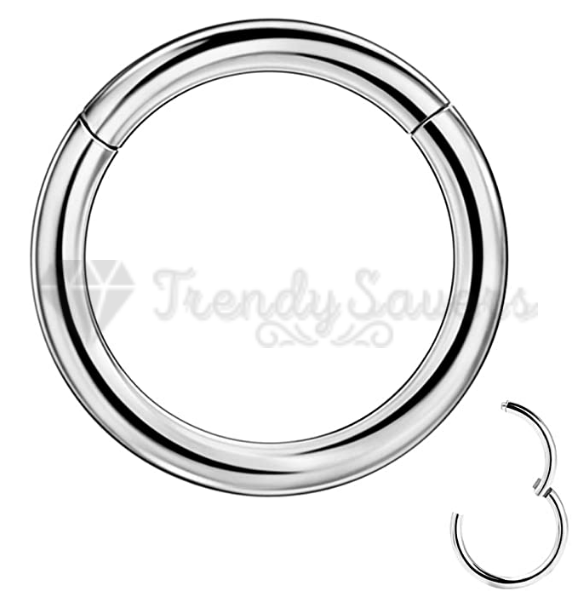 1pc Silver Hoop Ring Septum Clicker Nose Cartilage Helix Body Piercing 8MM Wide