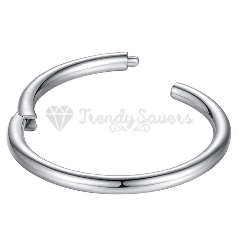 1pc Silver Hoop Ring Septum Clicker Nose Cartilage Helix Body Piercing 8MM Wide