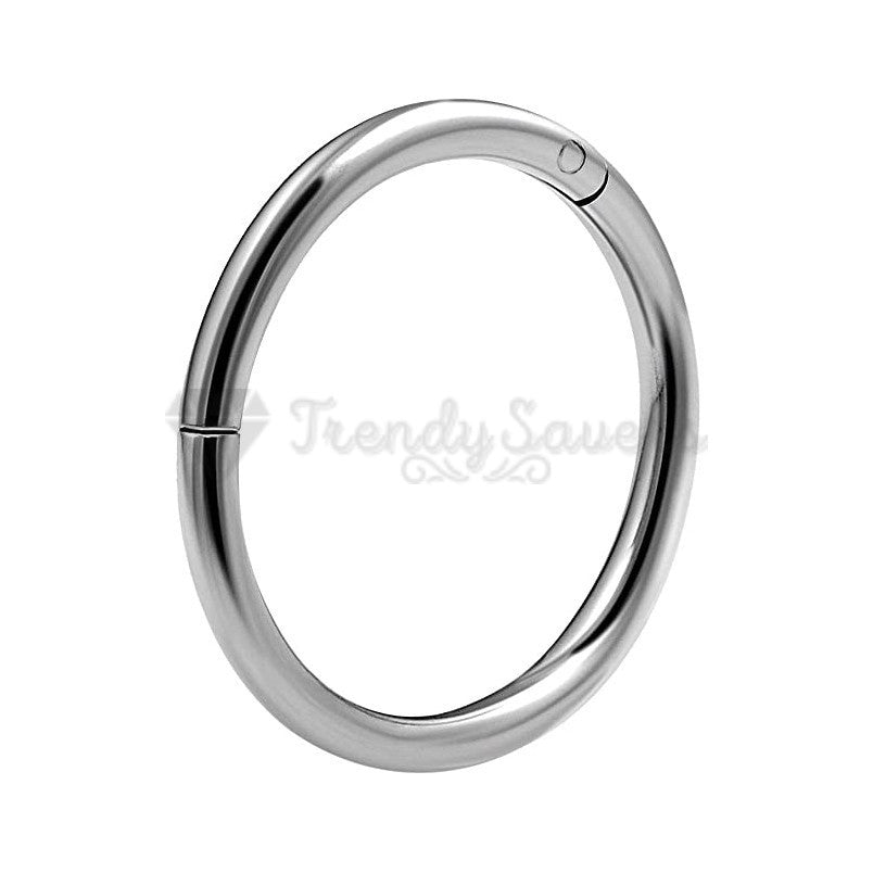 1pc Silver Hoop Ring Septum Clicker Nose Cartilage Helix Body Piercing 8MM Wide