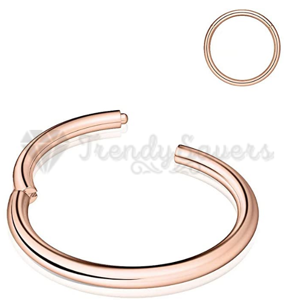 14MM Surgical Steel Rose Gold Septum Hinged Nose Ring Body Piercing Earrings 1pc