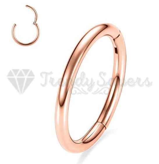14MM Surgical Steel Rose Gold Septum Hinged Nose Ring Body Piercing Earrings 1pc