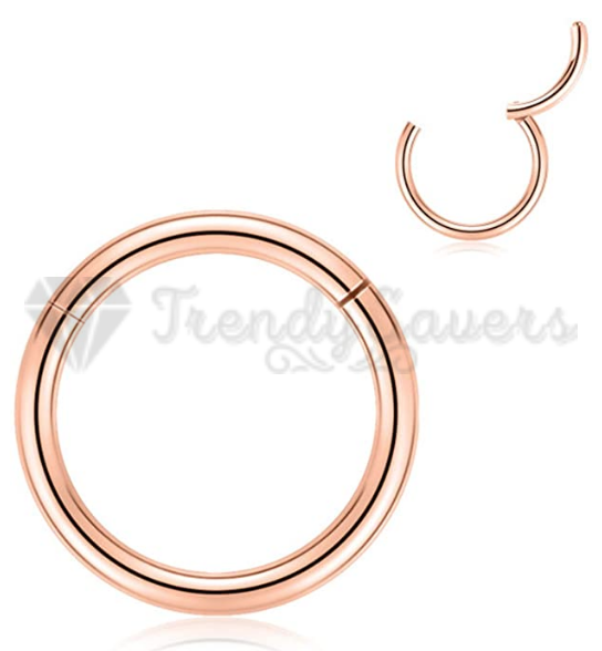 14MM Surgical Steel Rose Gold Septum Hinged Nose Ring Body Piercing Earrings 1pc