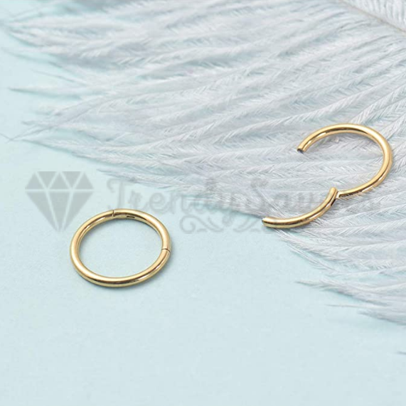 10MM Wide Surgical Steel Solid Gold Hinged Segment Ring Nose Ear Piercing 1pc