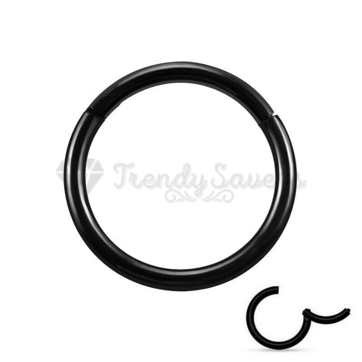 8MM Tiny Round Black Clicker Hinged Septum Nose Ring Sleeper Hoop Earrings 1pc