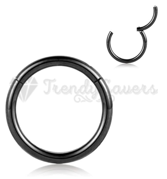 8MM Tiny Round Black Clicker Hinged Septum Nose Ring Sleeper Hoop Earrings 1pc