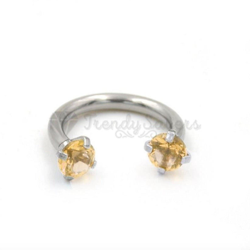 1x Champagne Cartilage Diamond Cut Nipple Horseshoe Captive Ring Hoop Piercing