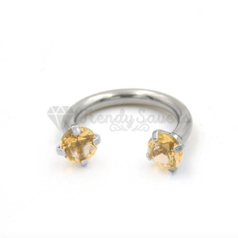 1x Champagne Cartilage Diamond Cut Nipple Horseshoe Captive Ring Hoop Piercing