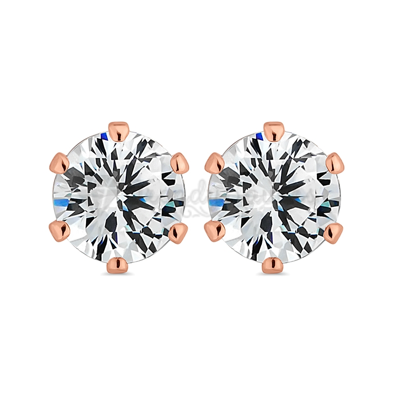 Rose Gold Screw Back Stud Earrings Cartilage Helix 6MM Cubic Zirconia Ear Studs