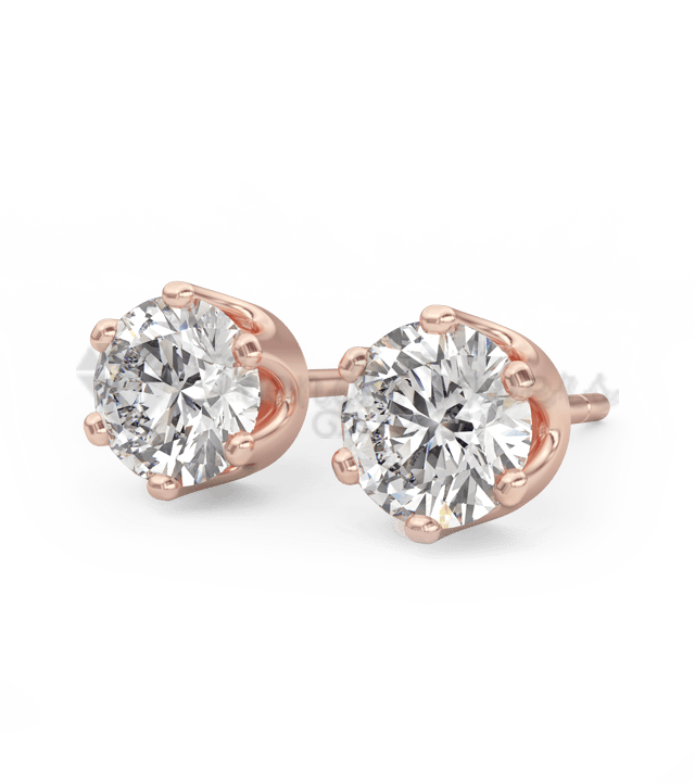 Rose Gold Screw Back Stud Earrings Cartilage Helix 6MM Cubic Zirconia Ear Studs