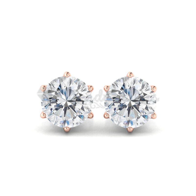 Rose Gold Screw Back Stud Earrings Cartilage Helix 6MM Cubic Zirconia Ear Studs