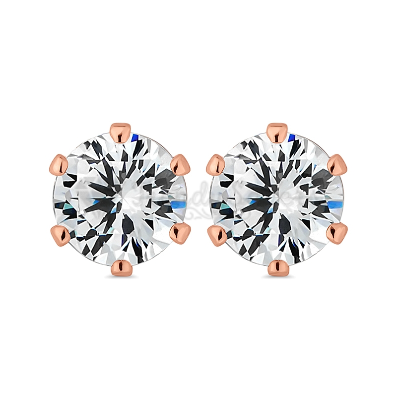 Rose Gold Screw Back Stud Earrings Cartilage Helix 6MM Cubic Zirconia Ear Studs