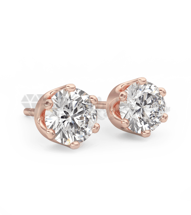 Rose Gold Screw Back Stud Earrings Cartilage Helix 6MM Cubic Zirconia Ear Studs