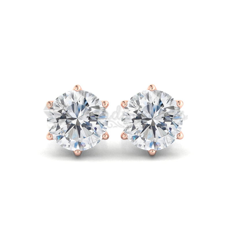 Rose Gold Screw Back Stud Earrings Cartilage Helix 6MM Cubic Zirconia Ear Studs
