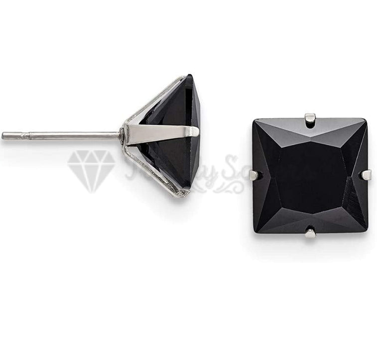 5MM Hypoallergenic 925 Sterling Silver Cubic Zircon Square Stud Earrings Jewelry