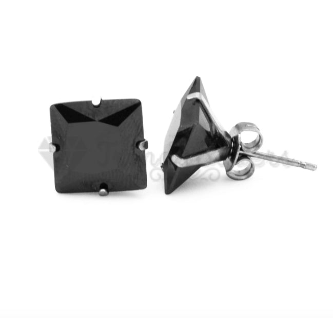 5MM Hypoallergenic 925 Sterling Silver Cubic Zircon Square Stud Earrings Jewelry